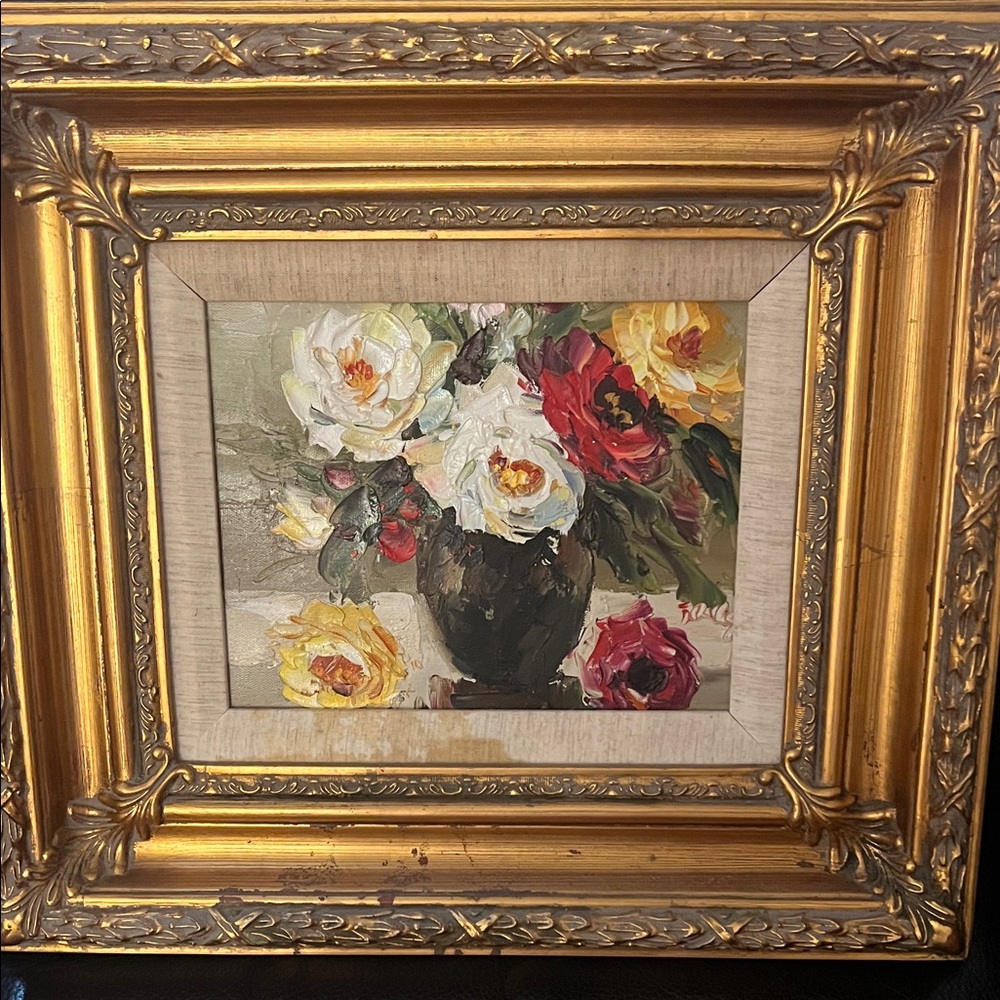 Elegant Gold Framed Floral Painting